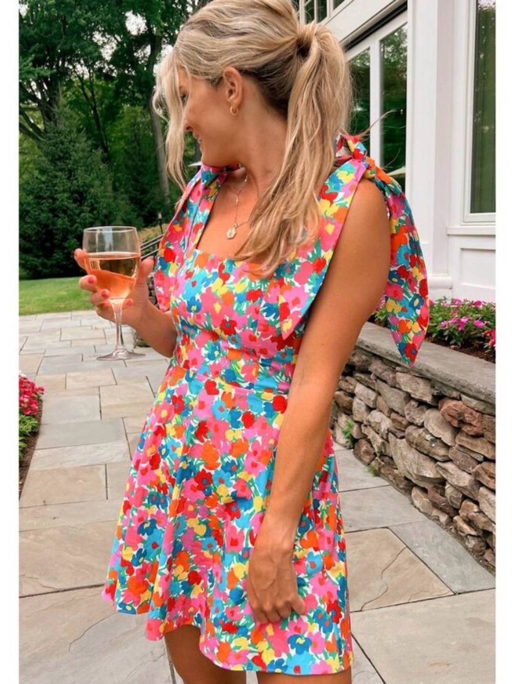 Claire Mini Dress Bright Begonias Large